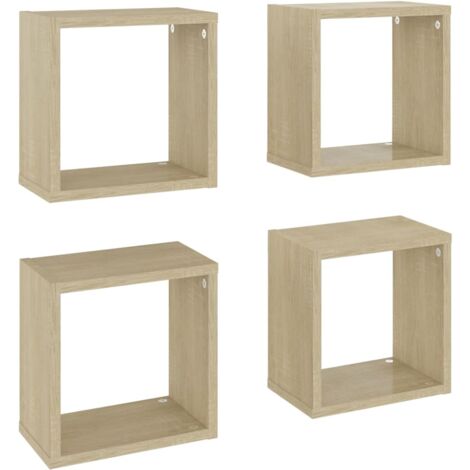 vidaXL Mensole a Cubo 4 pz Rovere Sonoma 26x15x26 cm