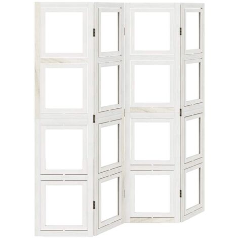 vidaXL Divisorio Ambienti 4Pannelli Bianco Legno Massello di Paulownia