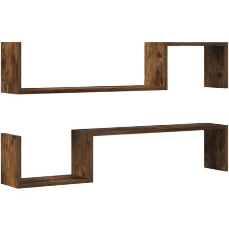 vidaXL Mensole a Muro 2 pz Rovere Fumo 100x15x20 cm Legno Multistrato