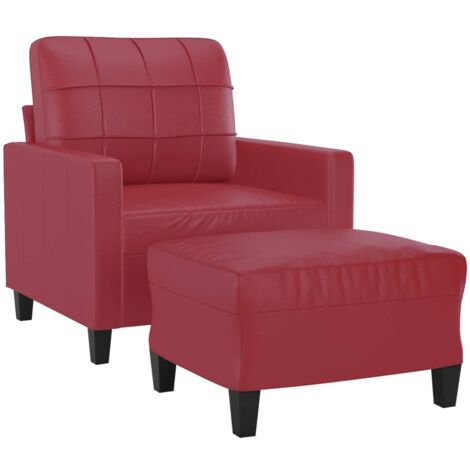 vidaXL Poltrona con Poggiapiedi Rosso Vino 60 cm in Similpelle (1/5)