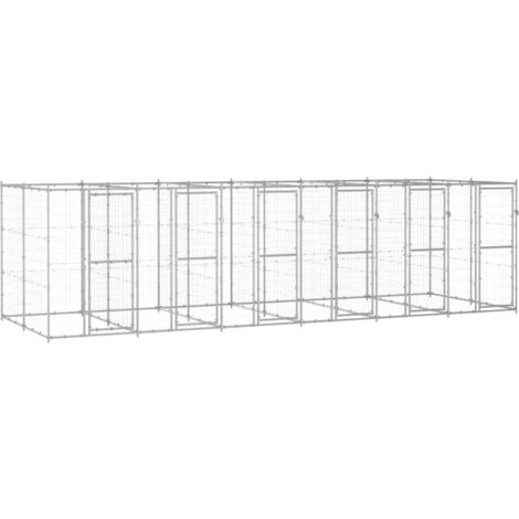 vidaXL Gabbia per Cani da Esterno in Acciaio Zincato 14,52 m²