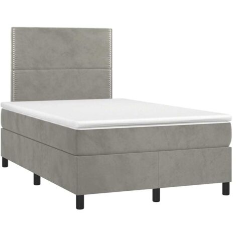 Giroletto a Molle con Materasso Grigio Chiaro 120x190cm Velluto vidaXL (1/5)