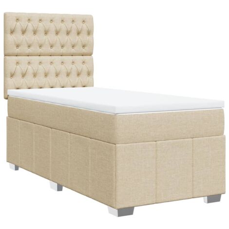 Giroletto a Molle con Materasso Crema 100x200 cm in Tessuto vidaXL