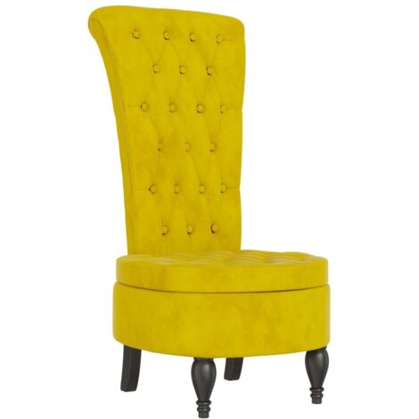 Sedia con Schienale Alto Design con Bottoni in Velluto Giallo vidaXL