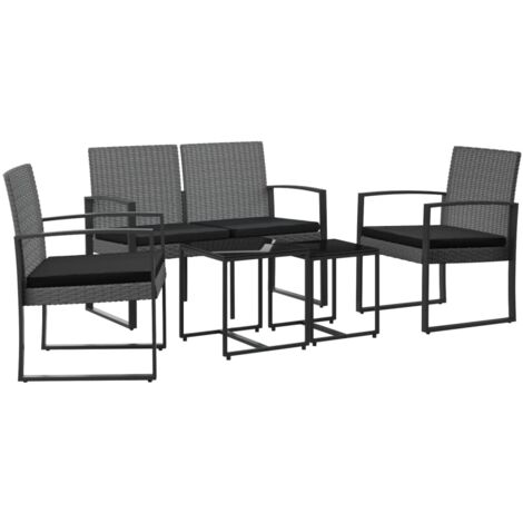 Set Pranzo da Giardino 5 pz con Cuscini PP Rattan Grigio Scuro vidaXL (1/5)