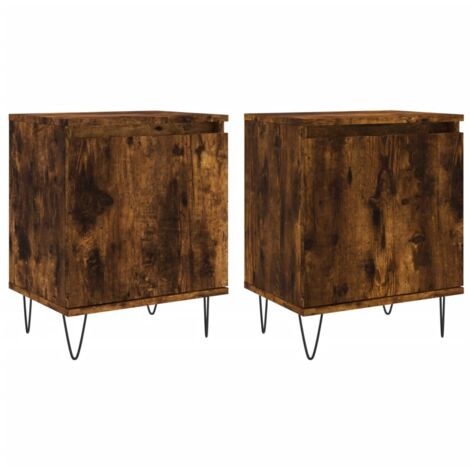 vidaXL Comodini Rovere Fumo 2 pz 40x30x50 cm in Legno Multistrato