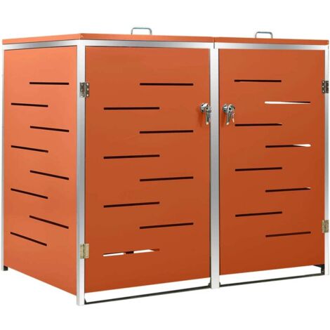 vidaXL Copri Bidoni Pattumiera Doppia 138x77,5x112,5 cm Acciaio Inox