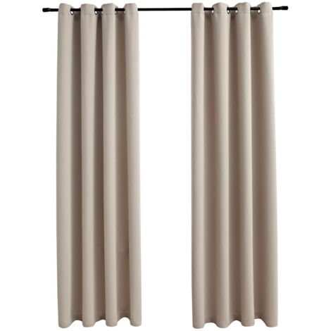 vidaXL Tende Oscuranti con Anelli in Metallo 2 pz Beige 140x245 cm