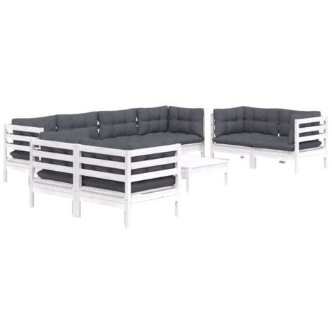 vidaXL Set Salotto Giardino con Cuscini 9 pz in Legno Massello di Pino (1/5)