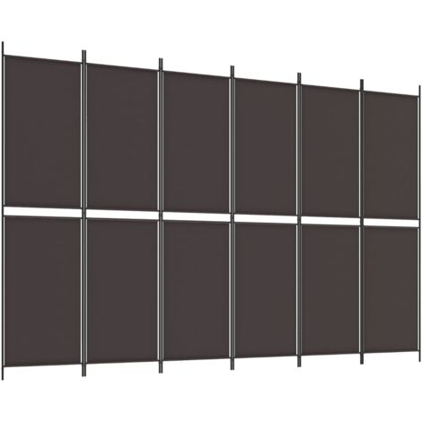 Divisorio a 6 Pannelli Marrone 300x200 cm in Tessuto vidaXL