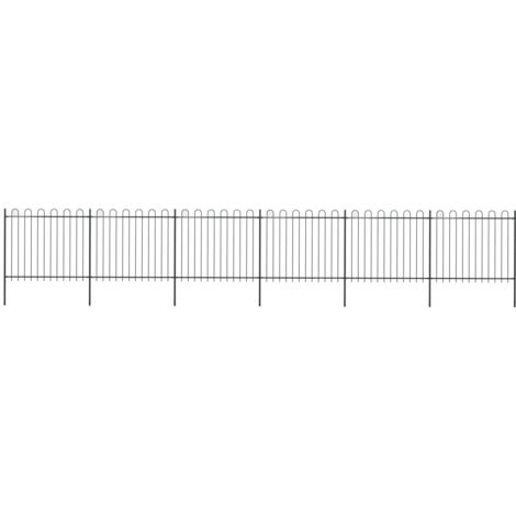 vidaXL Recinzione da Giardino con Parte Superiore ad Anello in Acciaio 1070x150 cm Nero