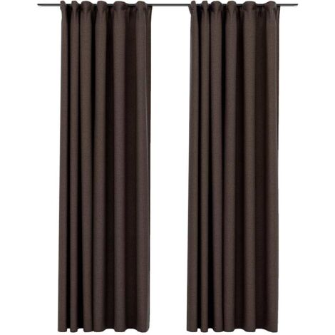 vidaXL Tende Oscuranti con Ganci Effetto Lino 2 pz Talpa 140x225 cm