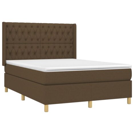 Letto a Molle Materasso e LED MarroneScuro 140x190cm in Tessuto vidaXL (1/5)