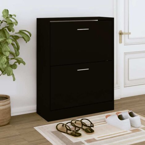 vidaXL Scarpiera Nera 63x24x81 cm in Legno Multistrato