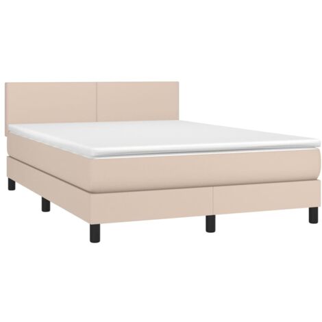 vidaXL Giroletto a Molle con Materasso Cappuccino 140x200cm Similpelle