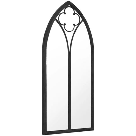 vidaXL Specchio da Giardino Nero 70x30 cm in Ferro per Uso Esterno