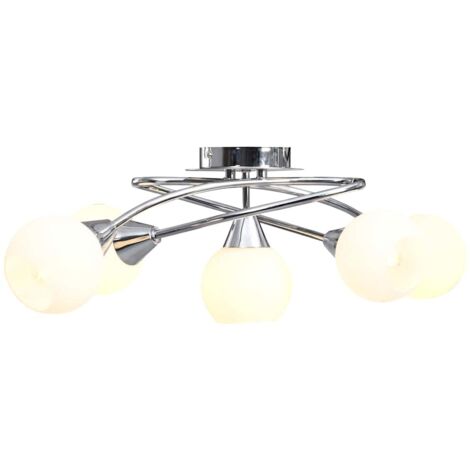 vidaXL Lampadario con Paralumi in Ceramica 5 Lampadine E14  a Coppa