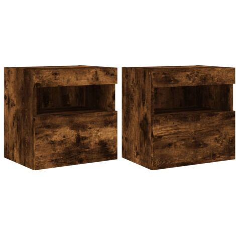 Mobili TV a Parete con Luci LED 2pz Rovere Fumo 40x30x40 cm vidaXL