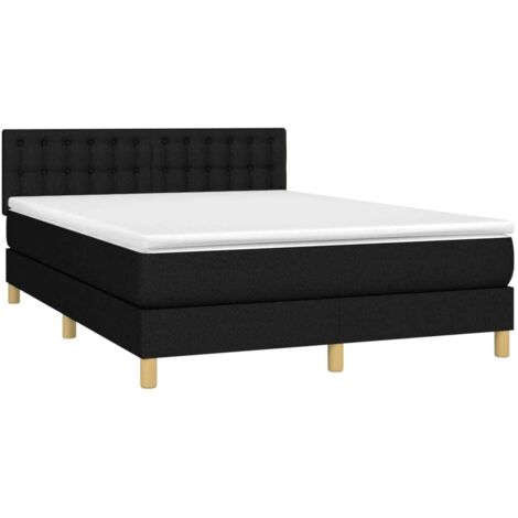 vidaXL Giroletto a Molle con Materasso Nero 140x190 cm in Tessuto (1/5)