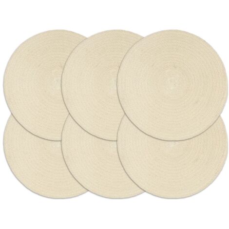 vidaXL Tovagliette 6 pz Naturale Neutro 38 cm Rotonde in Cotone