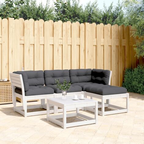 vidaXL Set Salotto Giardino 4pz con Cuscini Bianco Legno Massello Pino (1/5)