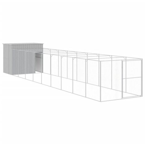 vidaXL Casetta Cani Corsa Grigio Chiaro 214x1069x181cm Acciaio Zincato