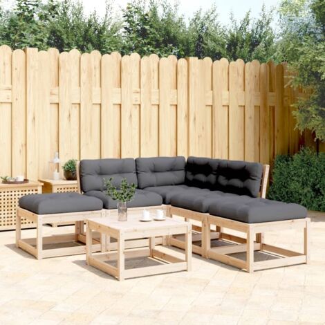 vidaXL Set Divani Giardino 5 pz con Cuscini in Legno Massello di Pino (1/5)