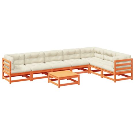 vidaXL Set Divani Giardino 8 pz con Cuscini Marrone Cera Massello Pino (1/5)