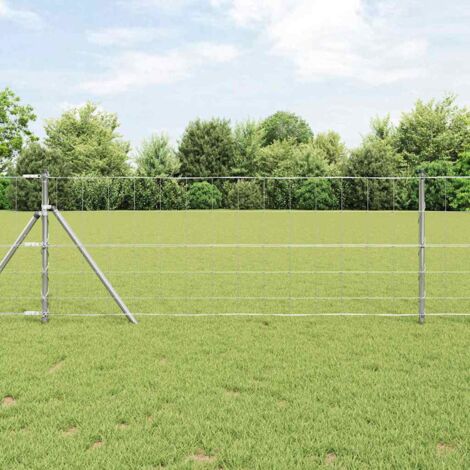 vidaXL Recinzione da campo Argento 25 x 0.8 m Acciaio zincato (1/5)