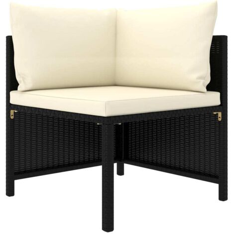 vidaXL Divano ad Angolo Modulare con Cuscini in Polyrattan Nero