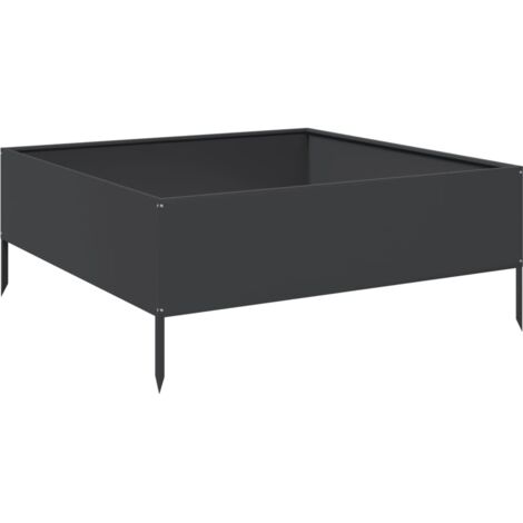 vidaXL Fioriera Rialzata da Giardino Nera 100x100x25 cm in Acciaio