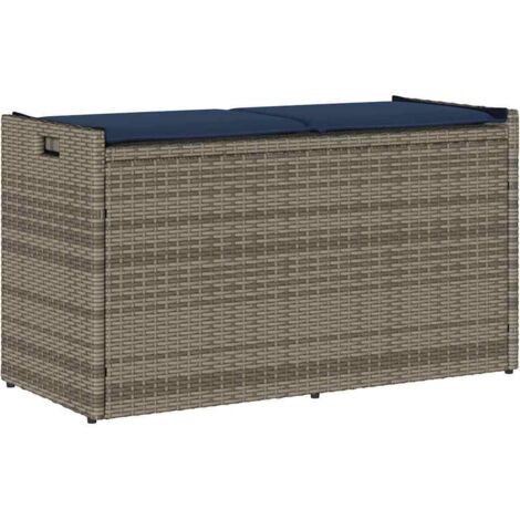 vidaXL Cassapanca da Esterno con Cuscino Grigia 100 cm in Polyrattan