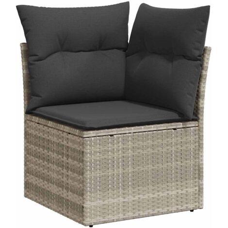 vidaXL Divano Angolare Giardino con Cuscini Grigio Chiaro Polyrattan