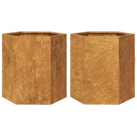 vidaXL Fioriere da Giardino 2 pz Esagono 46x40x45 cm in acciaio corten