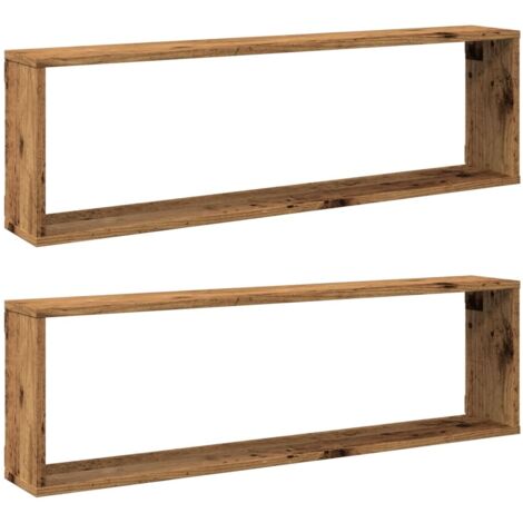 vidaXL Mensole Parete a Cubo 2 pz Legno Vecchio 100x15x30cm Truciolato