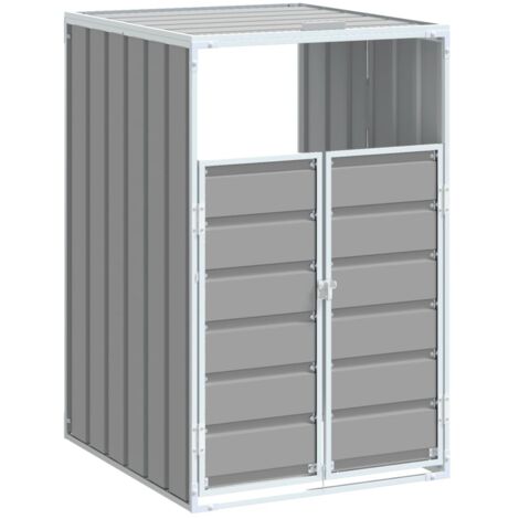vidaXL Copribidone con Ruote Bidone Singolo Grigio 72x81x115cm Acciaio