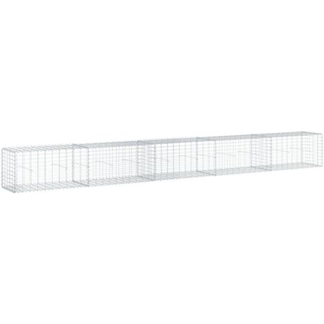 vidaXL Cesto Gabbione con Copertura 500x50x50 cm in Ferro Zincato