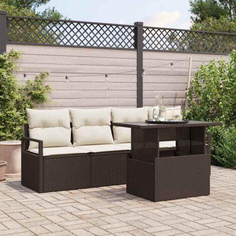vidaXL Set Divano da Giardino 5 pcs Marrone Poly Rattan (1/5)