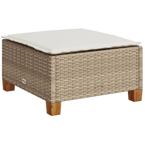 vidaXL Sgabello Giardino con Cuscino Beige 63,5x56x32 cm in Polyrattan