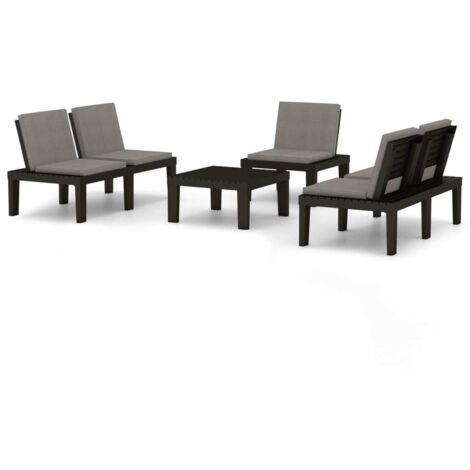 vidaXL Set Divani da Giardino con Cuscini 4 pz in Plastica Grigio (1/5)