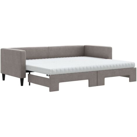 vidaXL Divano Letto Estraibile con Materassi Tortora 80x200 cm Tessuto