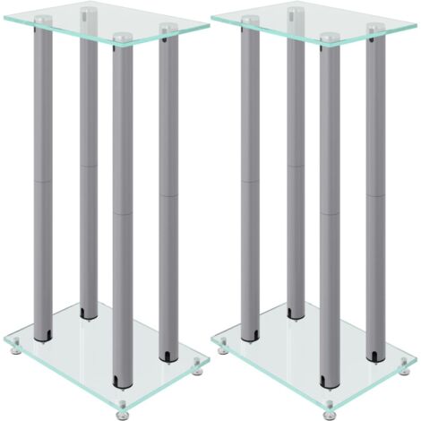vidaXL Pedane Casse 2pz Argento Vetro Temperato Design a 4 Pilastri