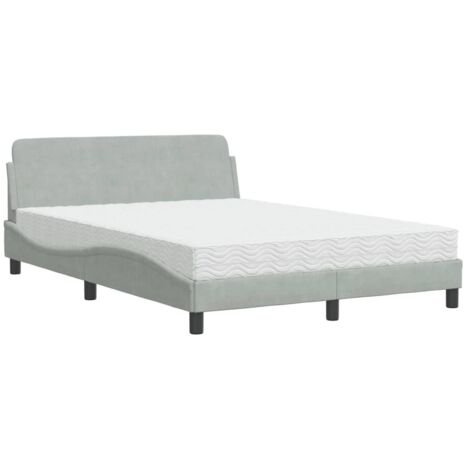 vidaXL Letto con Materasso Dover Grigio Chiaro 140x190 cm in Velluto (1/5)