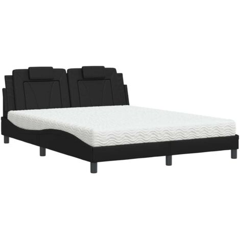 vidaXL Letto Viana con Materasso Nero 160x200 cm in Similpelle (1/5)