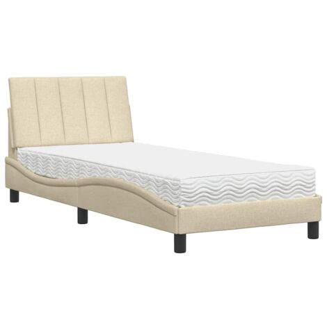 Letto con Materasso Hanko Crema 80x200 cm in Tessuto vidaXL (1/5)