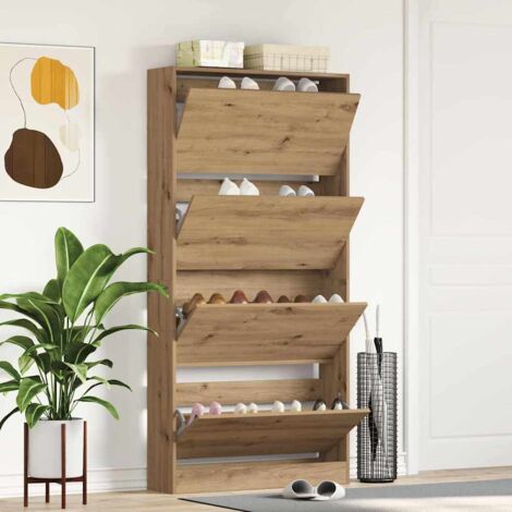 vidaXL Armadio per Scarpe rovere artigianale 80 x 21 x 163.5 cm