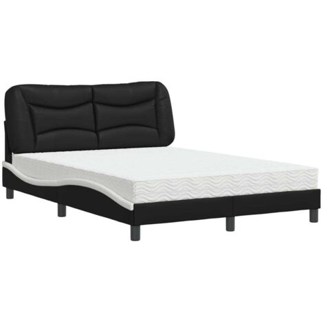 vidaXL Letto con Materasso Hvar Nero e Bianco 140x190 cm in Similpelle (1/5)