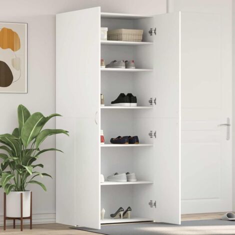 vidaXL Mobile per scarpe Bianco 80 x 35.5 x 180 cm Legno multistrato