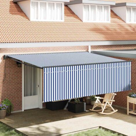 vidaXL Tenda Retrattile Blu e bianco 450 × 300 cm Tessuto (1/5)