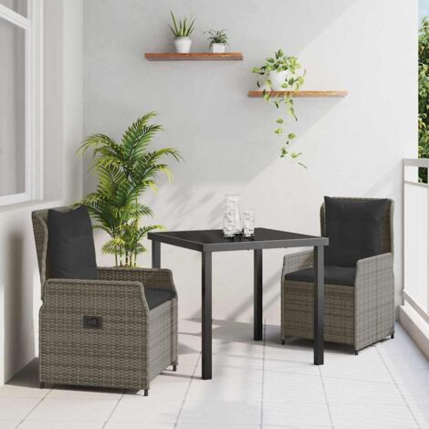 vidaXL Set da Pranzo per Giardino 3 pcs Grigio polyrattan (1/5)